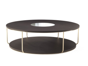 Деревянный круглый низкий журнальный столик