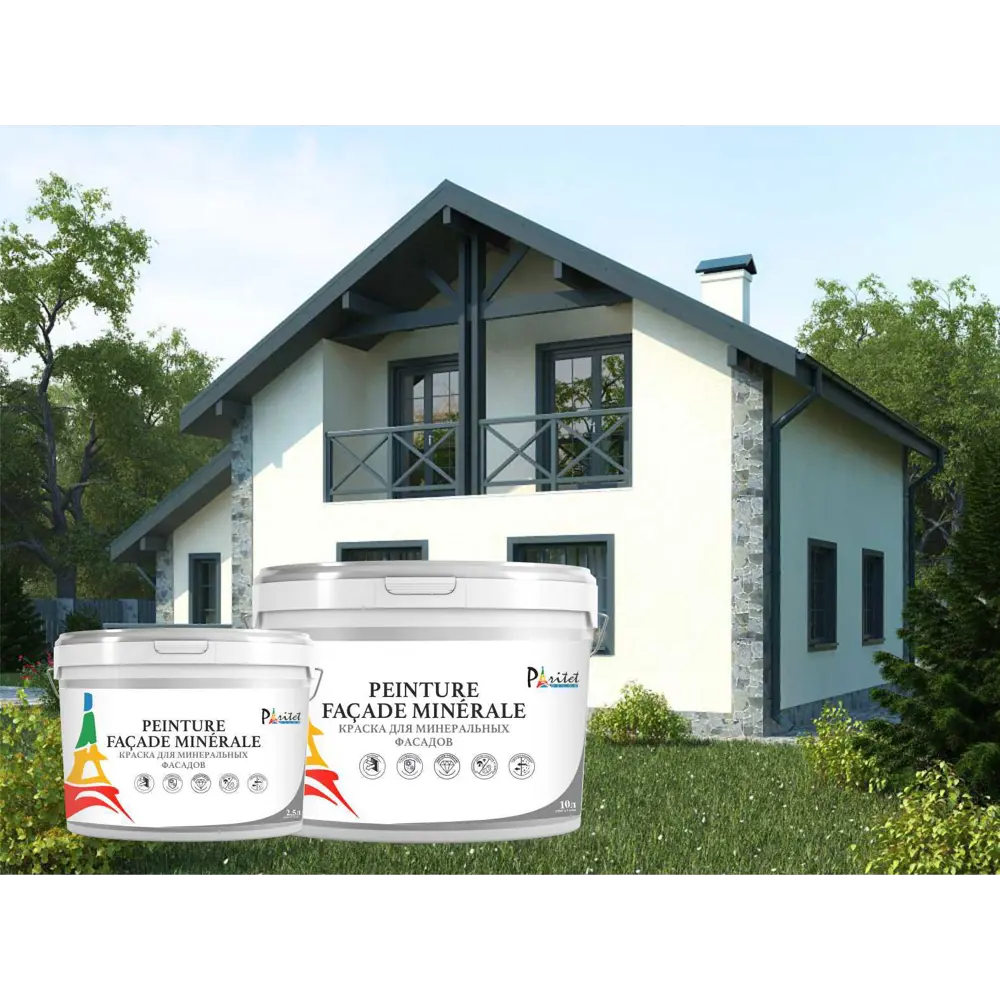 Краска для минеральных фасадов Paritet матовая цвет белый база A 2.5 л STLM-2107861 - Вид №5