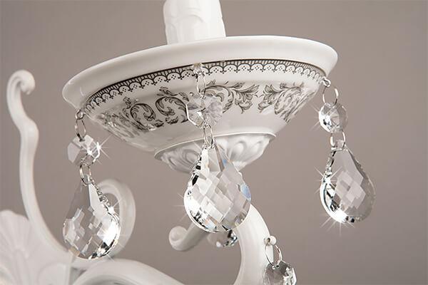 Бра металлическое с хрустальными подвесками белое Bogates 701/1 BOGATES СВЕЧА 00-3927981 Белый  - Вид №1