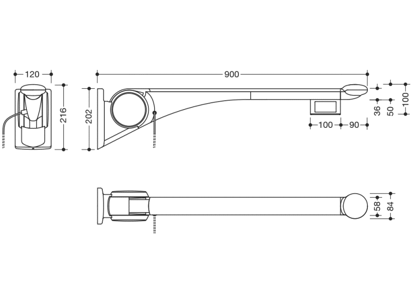802.50.47660 Складная опорная рейка премиум-класса HEWI Stützen  - Вид №4