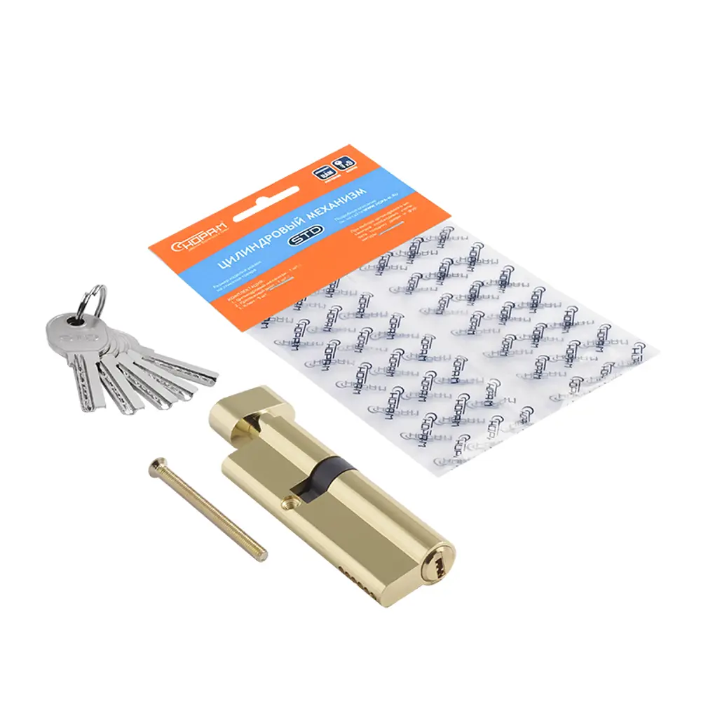 Цилиндр Нора-М STD AL ЛПВ-90 90 мм ключ/вертушка цвет золото STLM-2122473 - Вид №1