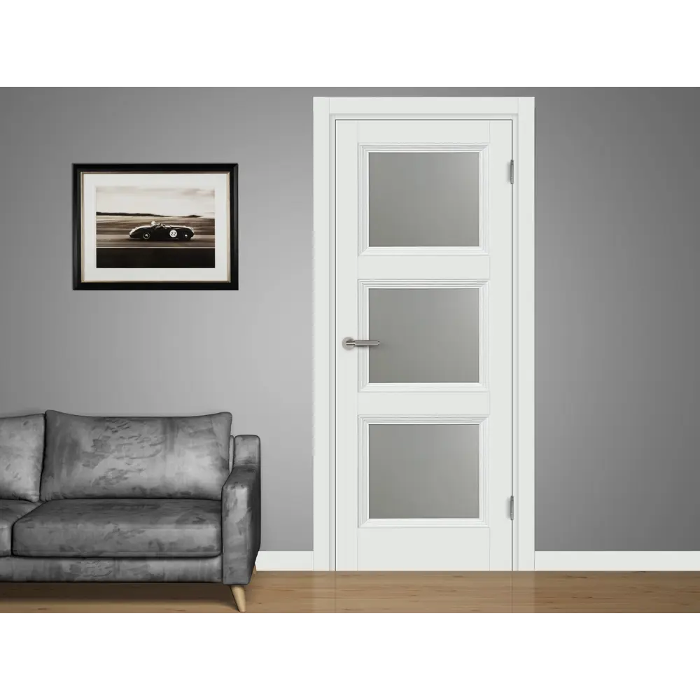 Комплект двери Трилло со стеклом 70x200 см Hardflex белый с добором 100 мм МАРИО РИОЛИ STLM-2001024 - Вид №1