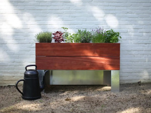 Прямоугольная алюминиевая и деревянная плантатор