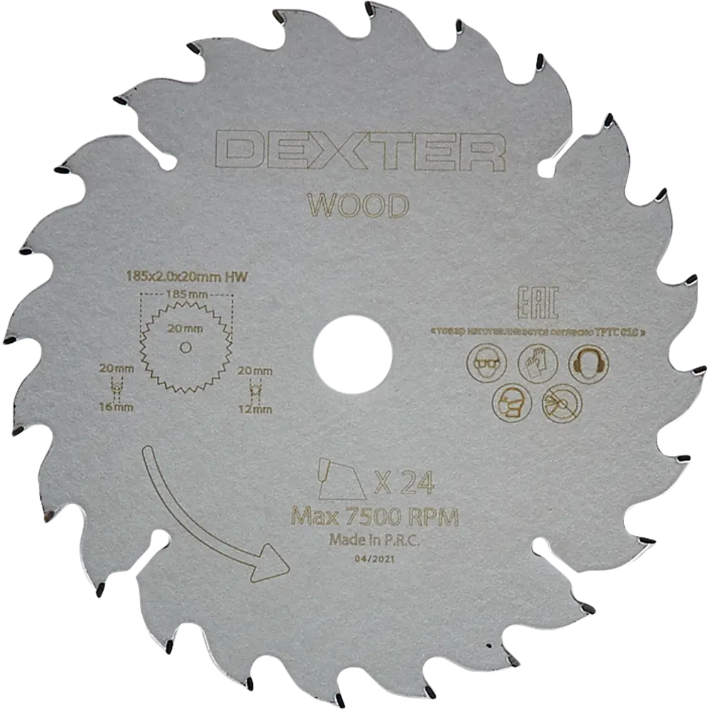 Диск циркулярный по дереву Dexter 185x20/16/12 мм 24 зуба 82304535 STLM-2044647 