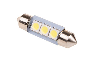 16154395 Автолампа диод T11*C5W* 12V 3 SMD Блистер с цоколем 1-конт Белая Cалон,номер S08201351 SKYWAY