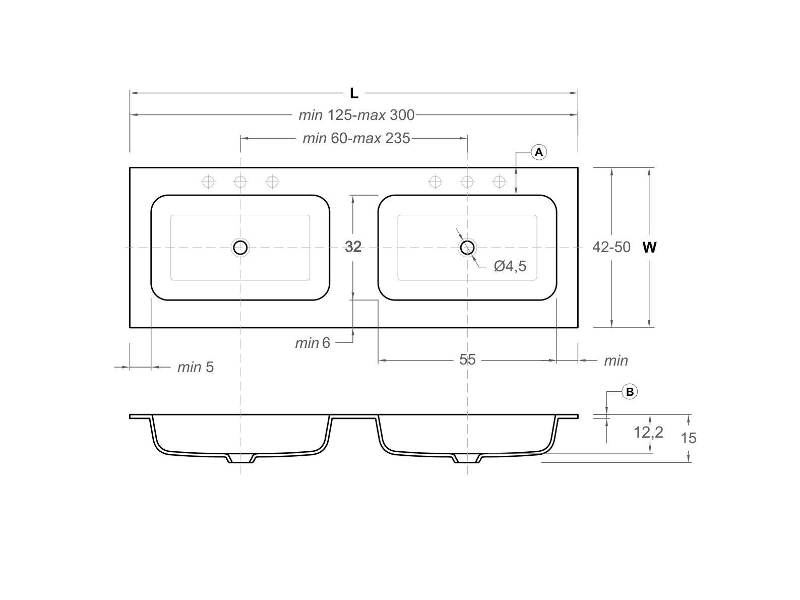 Столешница со встроенной раковиной Inbani QUADRO55 ARCH-00037175 - Вид №3