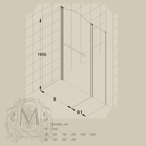 Душевая дверь MIGLIORE Diadema ML.DDM-22.593/594.ST ML.DDM-22.593.ST.CR - Вид №2