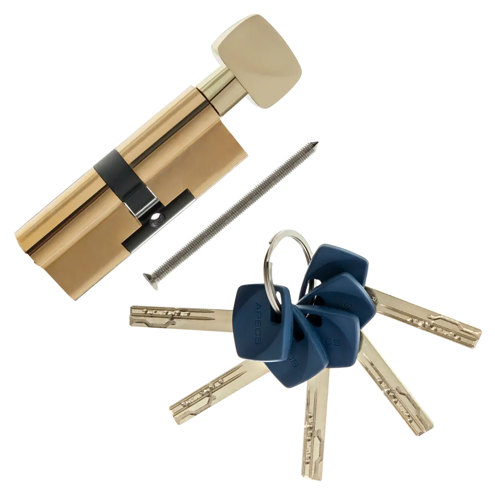 Цилиндр Apecs Premier XR-80-C15-G, 40x40 мм, ключ/вертушка, цвет золото 82379262 STLM-2085991 ЦИЛИНДР APECS PREM XR-80-C15-G КЛ-ВЕРТ - Вид №1