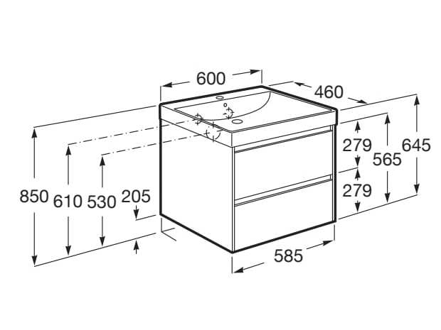 Деревянный подвесной умывальник с ящиками Roca Ona ARCH-00143040 - Вид №31