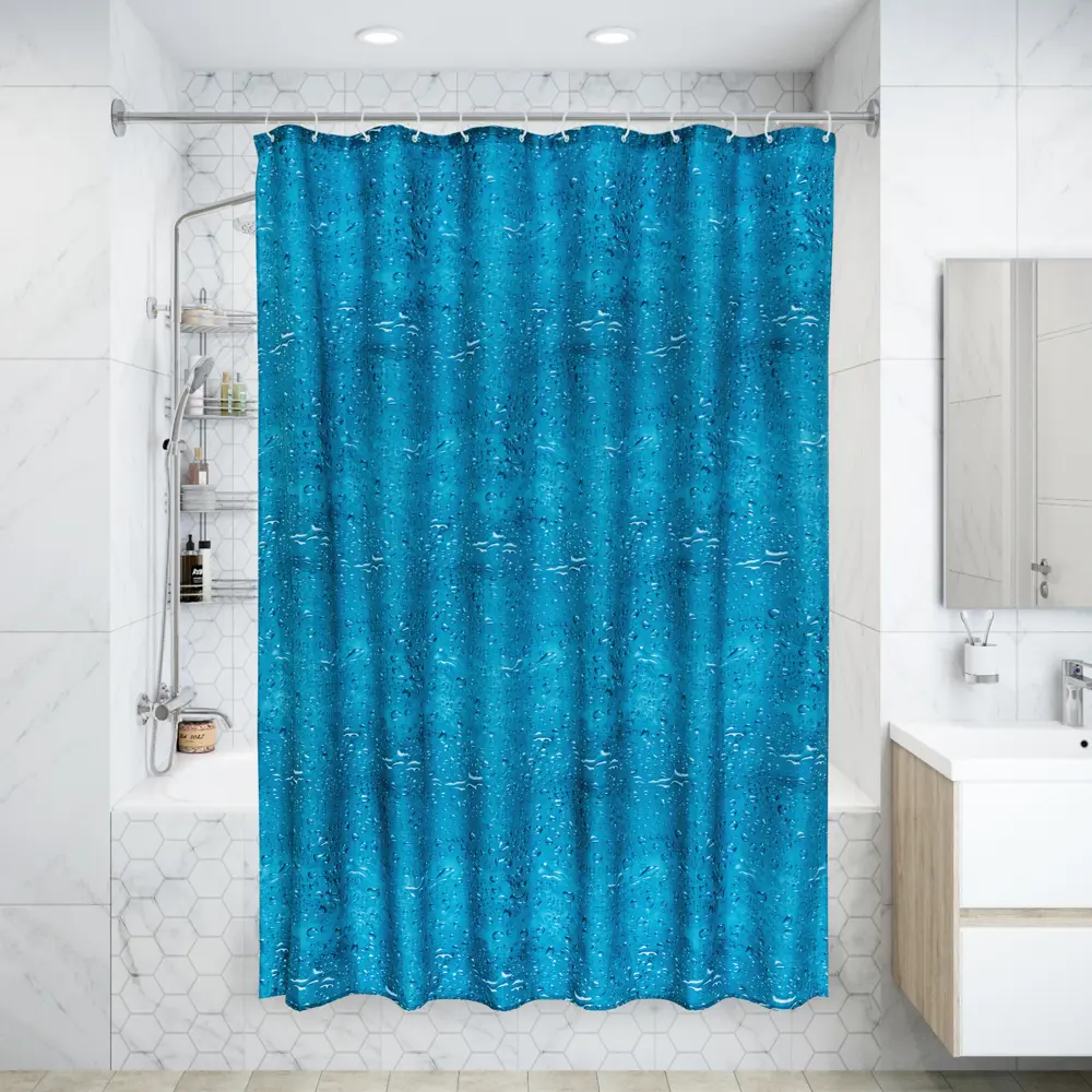 Штора для ванной комнаты «Aqua» 180x180 см цвет синий 18030540 STLM-2151174 SWENSA SWC-90-55