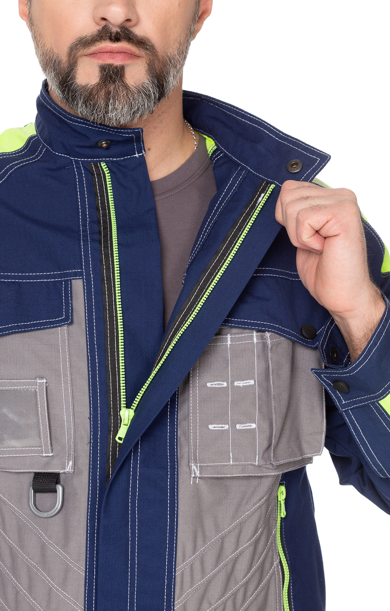 68844 Костюм "Прогресс" темно-синий с серым лимон  Летняя спецодежда  размер 52-54/170-176  - Вид №14