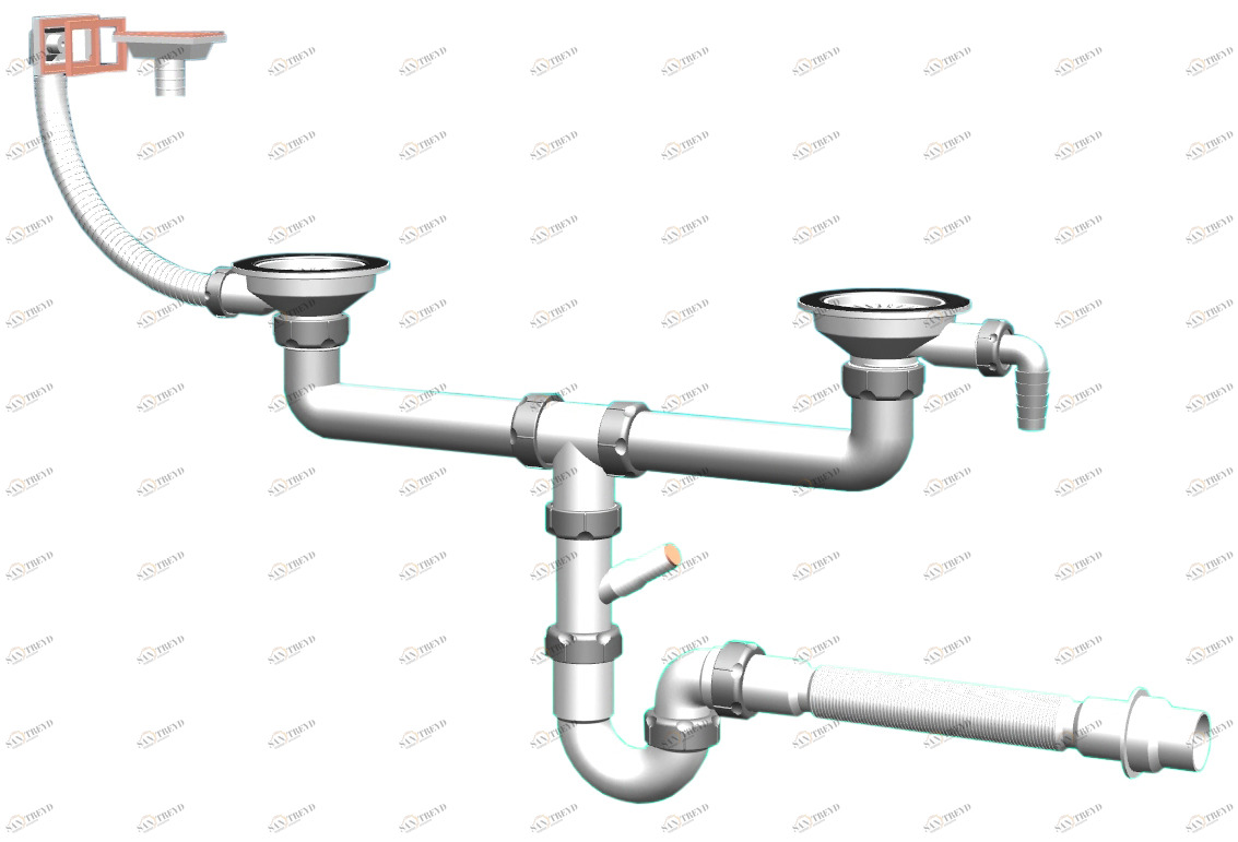 Выпуск для одноуровневых полуторачашевых и двухчашевых нержавеющих моек Santreyd sun-id-680705