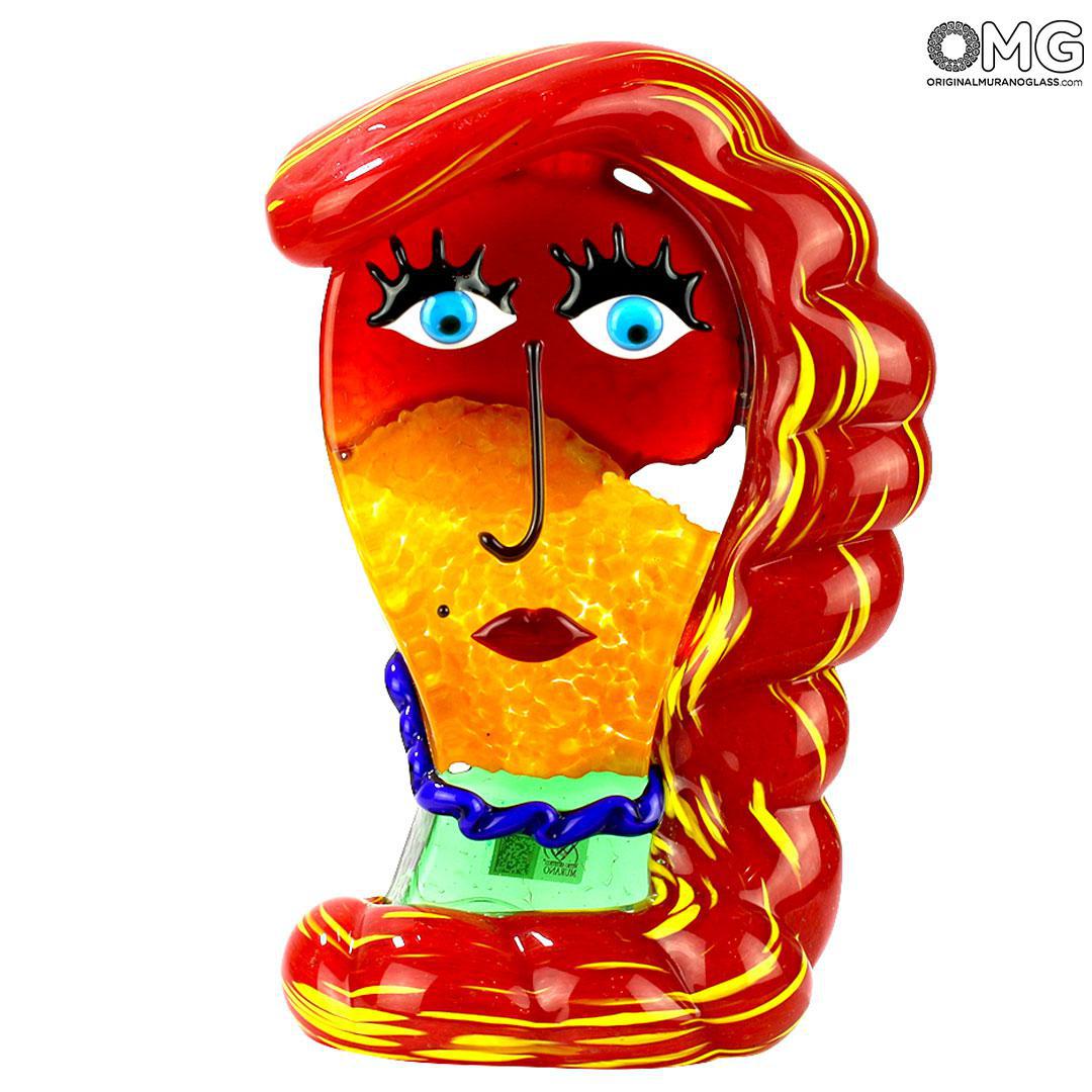 4705 ORIGINALMURANOGLASS Скульптура Голова Женщины - Pop Art - Original Murano Glass OMG 15 см  - Вид №1
