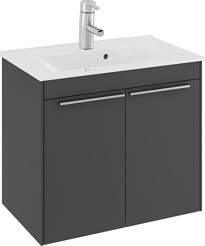 47380 Комплект мебели IFO Sense, умывальник тонкий, с двумя дверцами, компактный, Ш = 600 мм, Ш1 = 615 мм, белый  - Вид №2