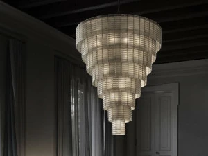 Euroluce Lampadari Подвесной светильник из сатинированного стекла Plissè