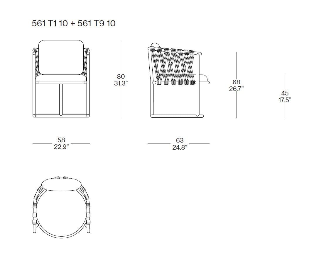 Алюминиевый садовый стул с порошковым покрытием и тканью с подлокотниками CASSINA Trampoline ARCH-00011811 - Вид №3