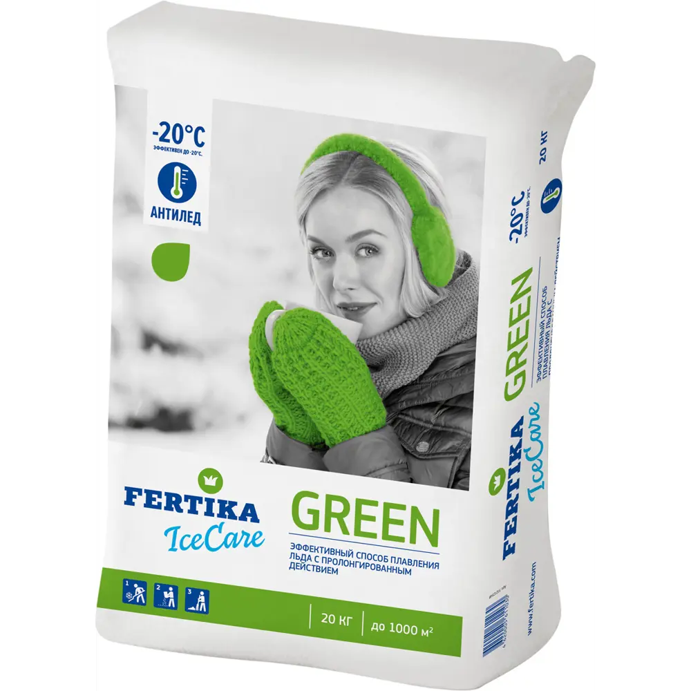 FERTIKA Ice Care Green — профессиональный противогололедный реагент 20 кг 18455863 STLM-0010828 - Вид №2