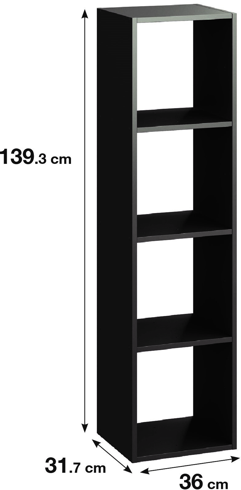 82731872 Стеллаж KUB 4 секции 36x139x31.5 см ЛДСП цвет графит STLM-0034863 SPACEO