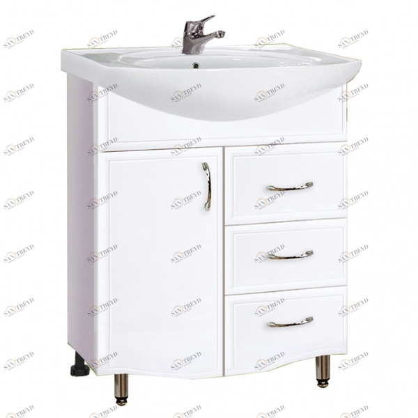 Тумба Эрика 70 Венеция 3 ящ 9872 с раков. ERICA ERI70 1 отв. белый (S-UM-ERI70/1/2) VAKO 232382