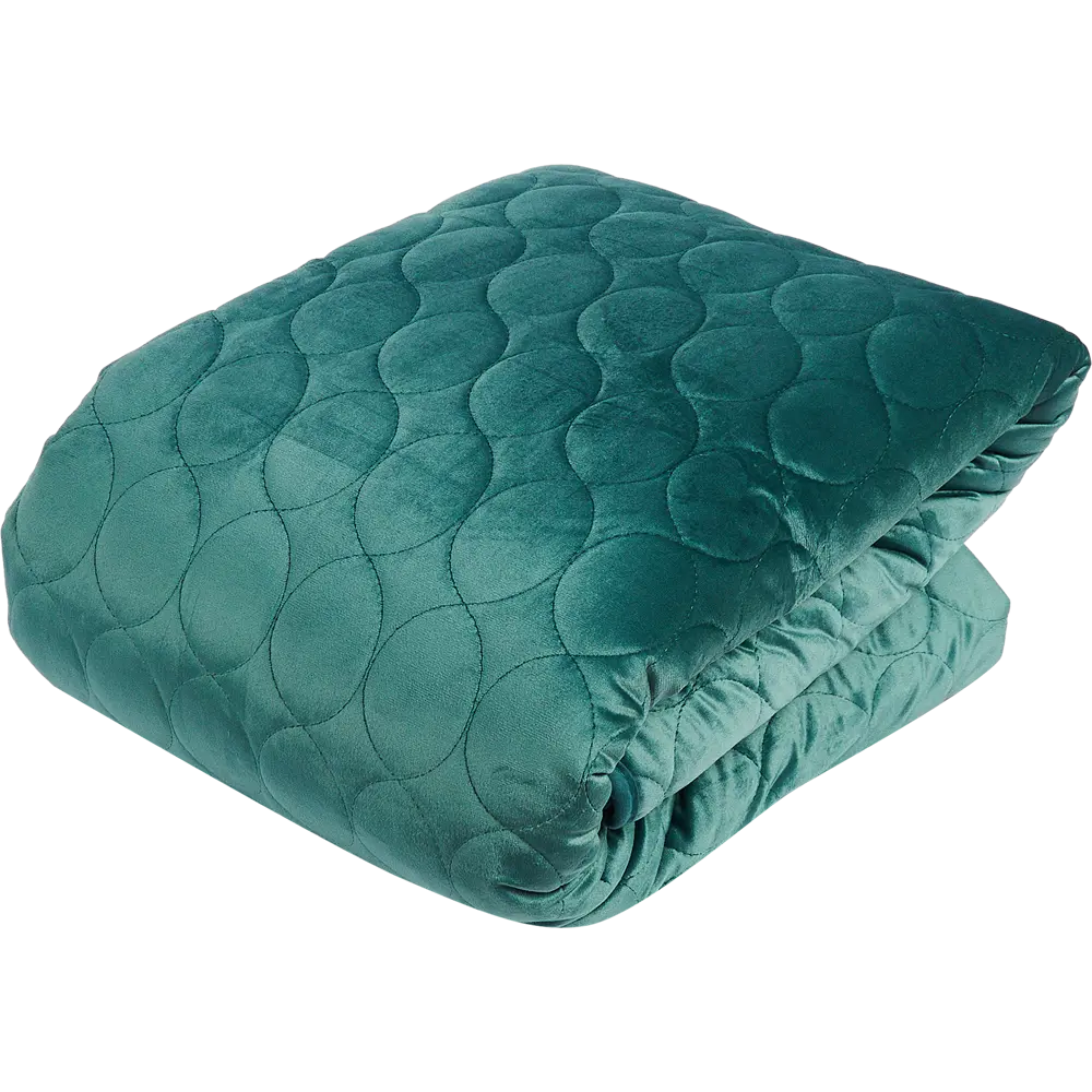 Покрывало Овалы 220x240 см, велюр, цвет бирюза Бельвита STLM-2049613