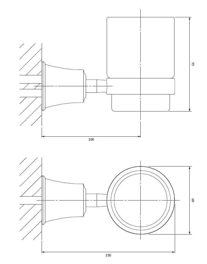 Настенный держатель для зубных щеток из стекла и латуни OMNIRES Art Line ARCH-00011745 - Вид №2