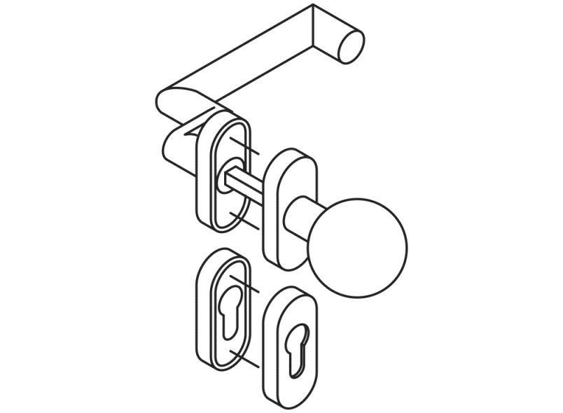 162PBR13.643 Комплект противопожарный сменный модель 166.21п HEWI Beschläge für Außentüren  - Вид №3