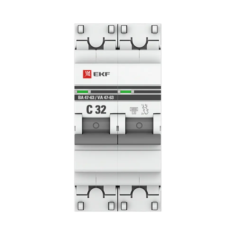 Автоматический выключатель EKF PROxima ВА47-63 2P C32 А 6 кА mcb4763-6-2-32C-pro 82421257 STLM-2039603  - Вид №1