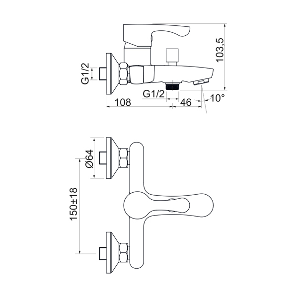 35-05L TETA  Смеситель для ванны  ARGO kran 3505lteta - Вид №1