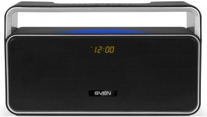 SV-015893 ps-185, черный, акустическая система 2.0, мощность 2x5 вт (rms), bluetooth, fm, usb, microsd, led-дисплей, часы, будильник, ручка для переноски, встроенный аккумулятор) Sven