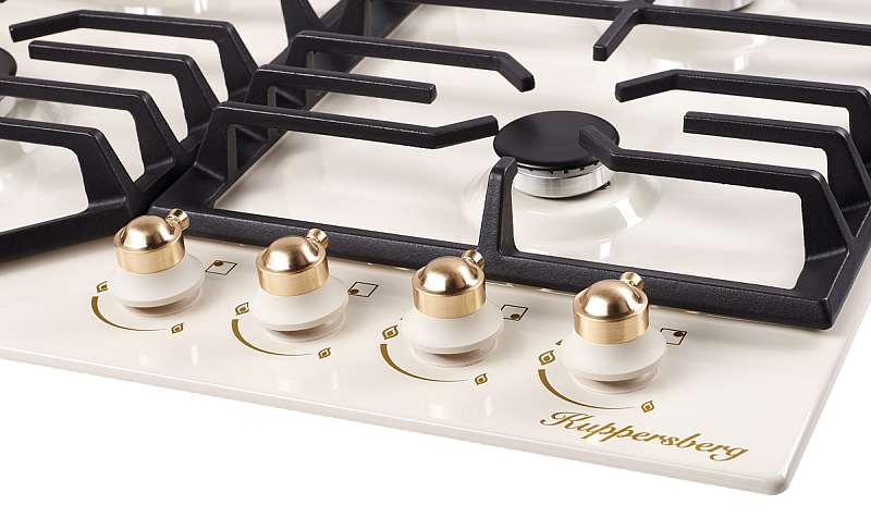 FS 601 C Bronze Газ, классический стиль, ширина 60 см, 4 конфорки, электроподжиг,газ-контроль конфорок, чугунные решетки, цвет фурнитуры: бронза, цвет: бежевый. Kuppersberg Santreyd  - Вид №2