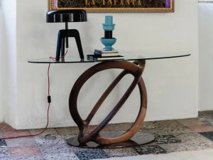 Porada Консоль из орехового дерева со стеклянной столешницей Iron