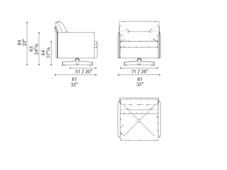 Вращающееся кресло Poltrona Frau коллекция-диваны и кресла ARCH-00065925 - Вид №3