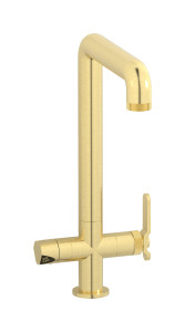 BOLD Кухонный смеситель 4-в-1 на одно отверстие для раздачи проточной и натуральной фильтрованной воды, холодной фильтрованной и газированной фильтрованной воды WE ARE IB b2385is Brushed Pale Gold Puro