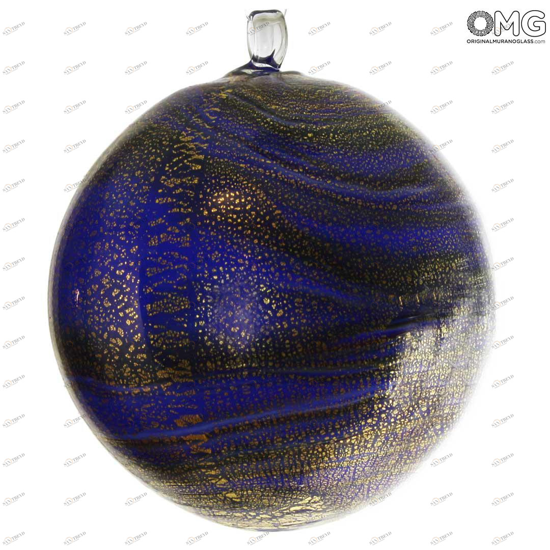 3686 ORIGINALMURANOGLASS Синий Ёлочный шар Фанатазия - муранское стекло OMG  см 