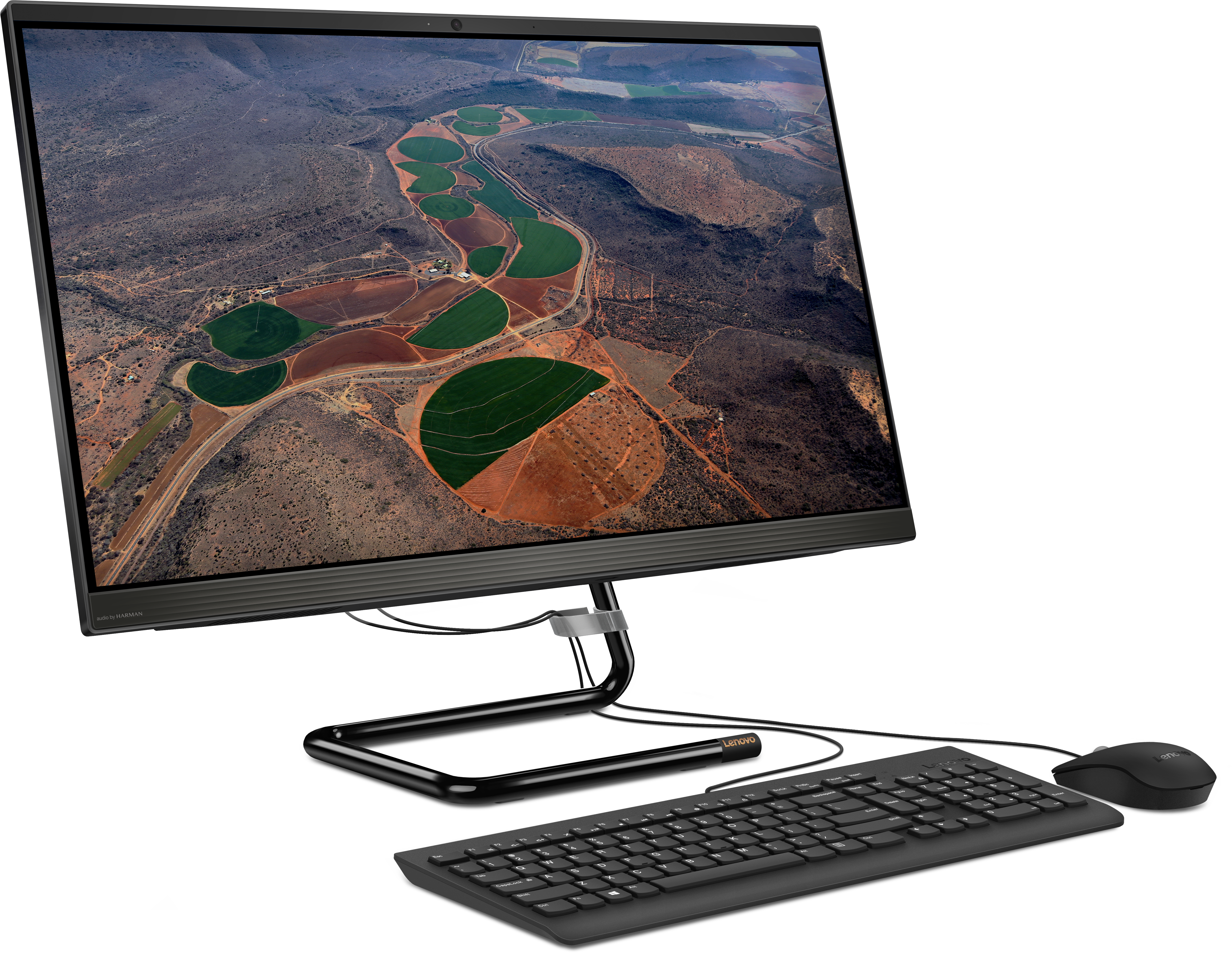 F0EY009VRK ideacentre aio aio 3 27imb05 27"(1920x1080)/intel core i7 10700t(2ghz)/16384mb/1000+512ssdgb/dvdrw/ext:amd radeon r625(2048mb)/bt/wifi/war 1y/9kg/black/w10 + клавиатура, мышь Lenovo Santreyd  - Вид №2