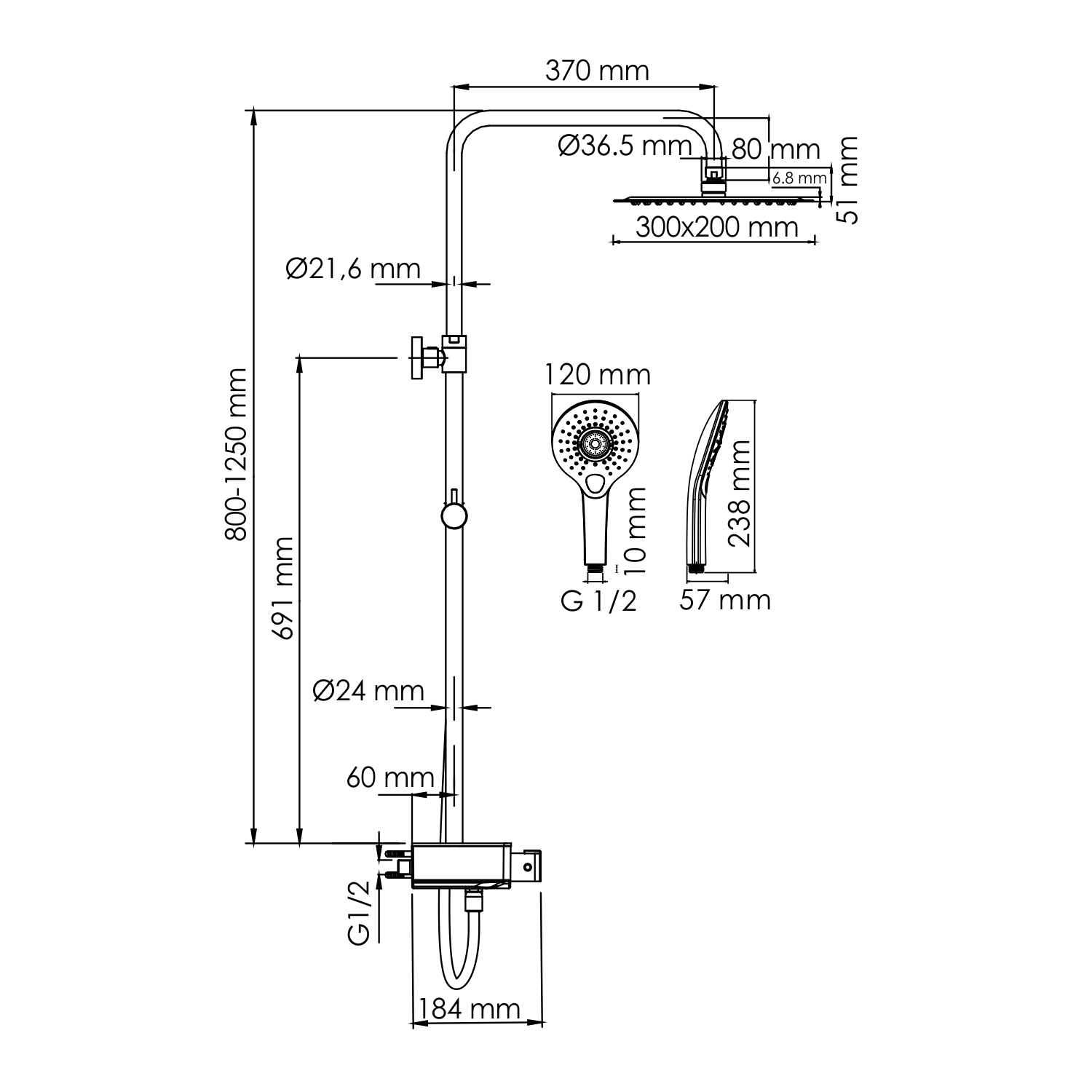 A113.069.101.CH Thermo Душевой комплект с термостатическим смесителем WasserKRAFT  - Вид №1