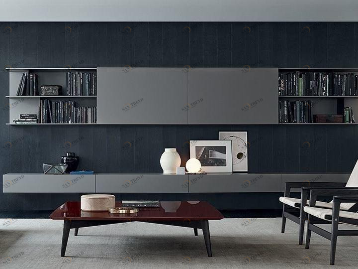 Poliform Модульная деревянная оборудованная стенка с тумбой под телевизор sun-id-1437437