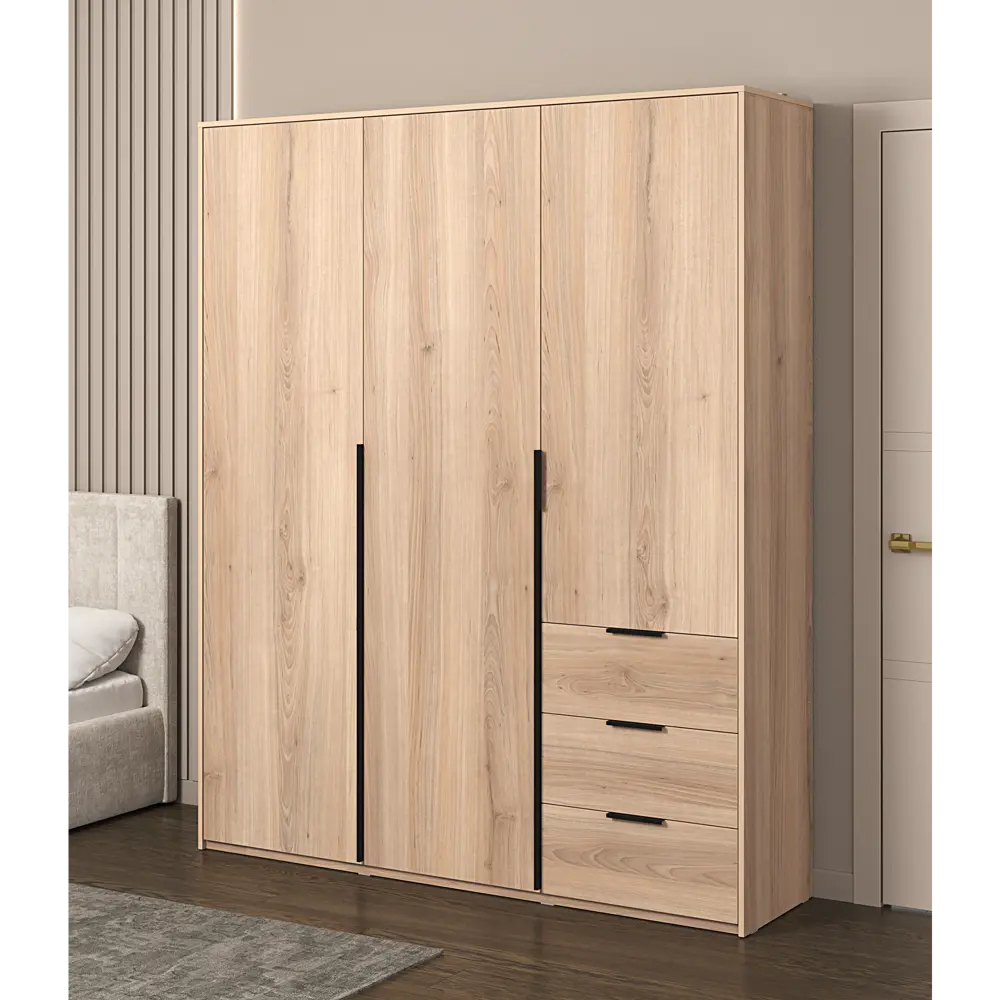 Шкаф распашной Бергамо с 3 дверями 180x220x46.6 см ЛДСП цвет дуб комано Santreyd STLM-2031209