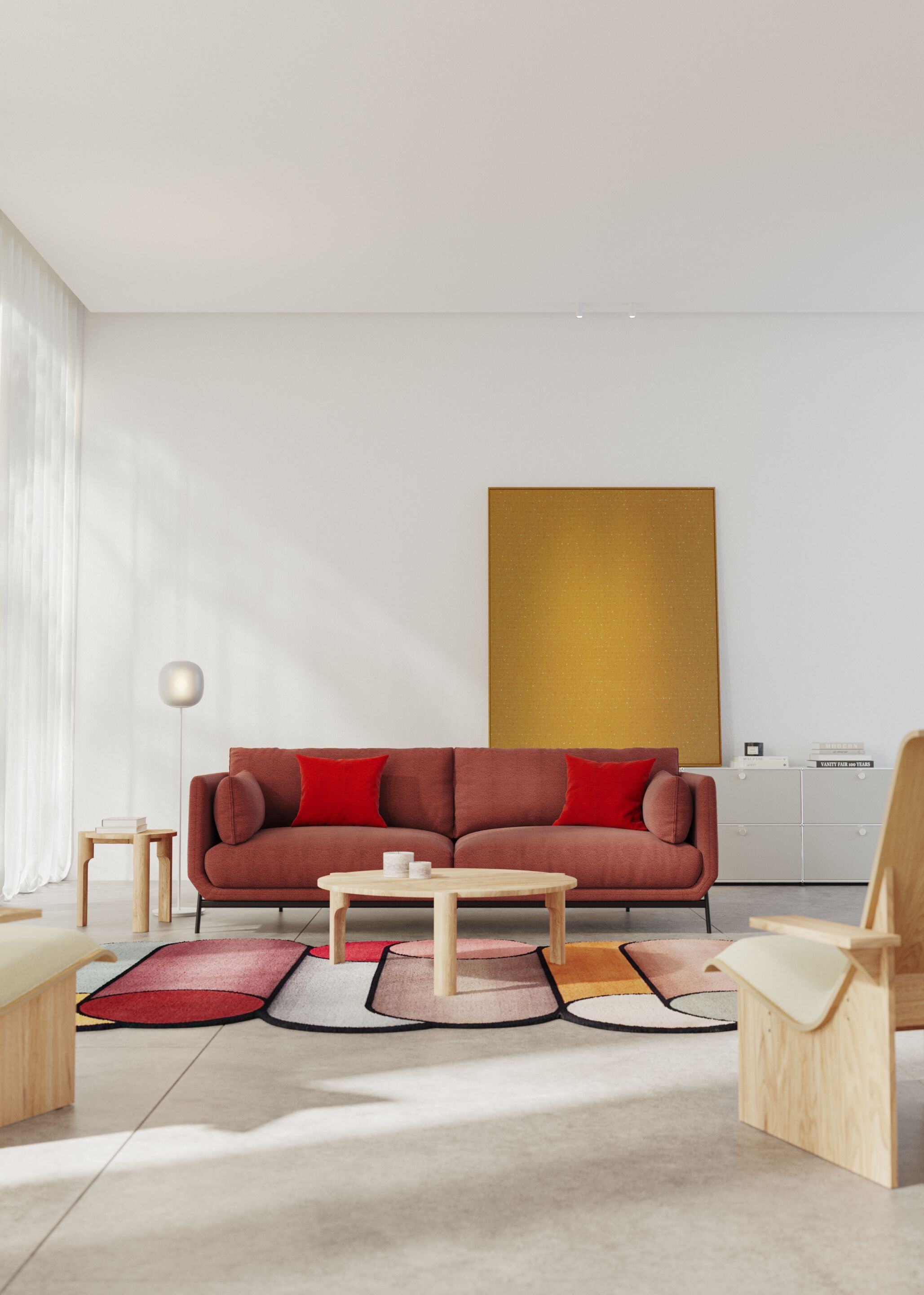 4-местный тканевый линейный диван Omelette Editions MUST ARCH-00138376