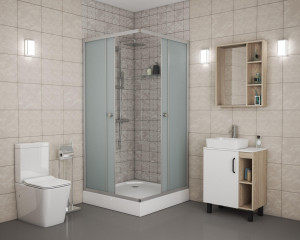 Душ. уголок NG- 009-14Q (900х900х1950) низкий поддон(13см) стекло МАТОВОЕ, 2 места