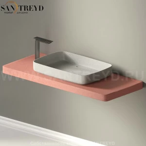 Столешница под раковину PETRA из декоративного бетона розовая