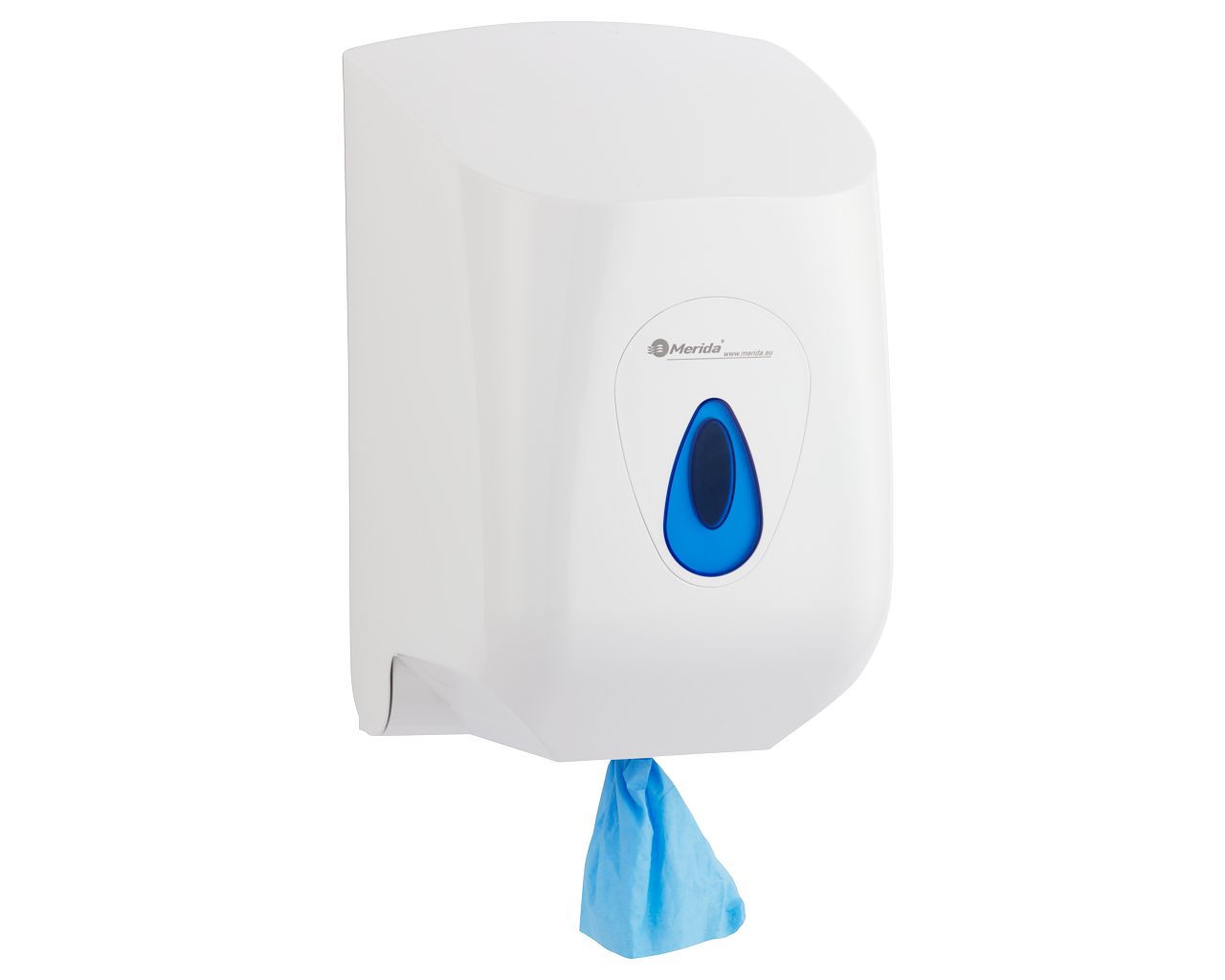 CTN101 Контейнер для бумажных полотенец в рулонах TOP MAXI, АБС-пластик, белый, синее окошко Merida  - Вид №4