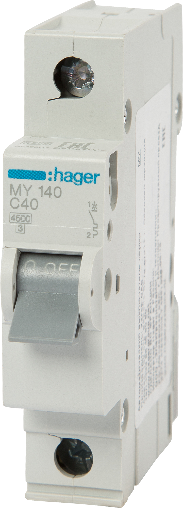 12867971 Автоматический выключатель MY140 1P C40 А 4.5 кА STLM-0002471 HAGER
