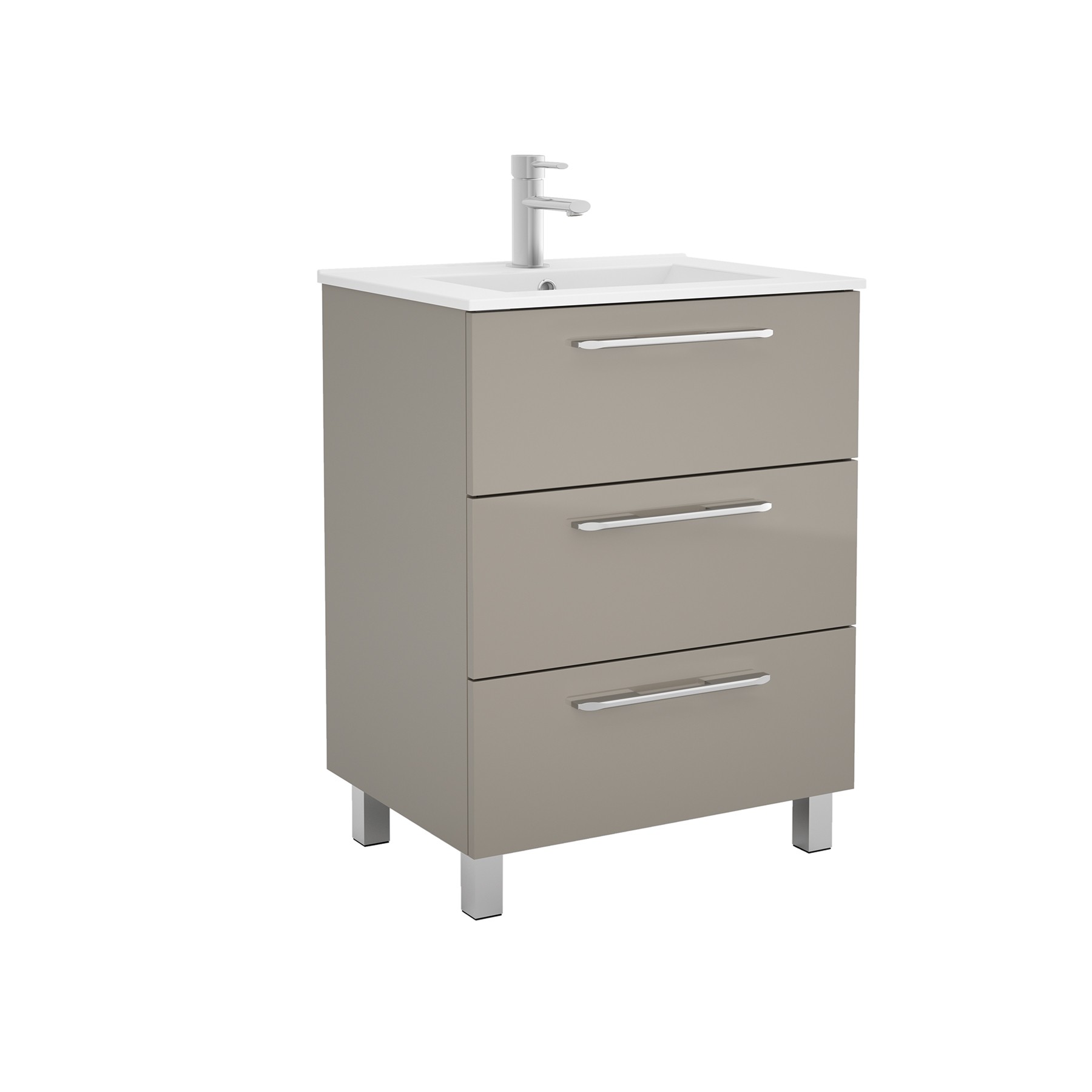 26585 SALGAR Мебель для умывальника FUSSION CHROME 700 3 ящика GLOSS TAUPE 697 x 868 x 450 мм Глянцево-серо-коричневый - Вид №1