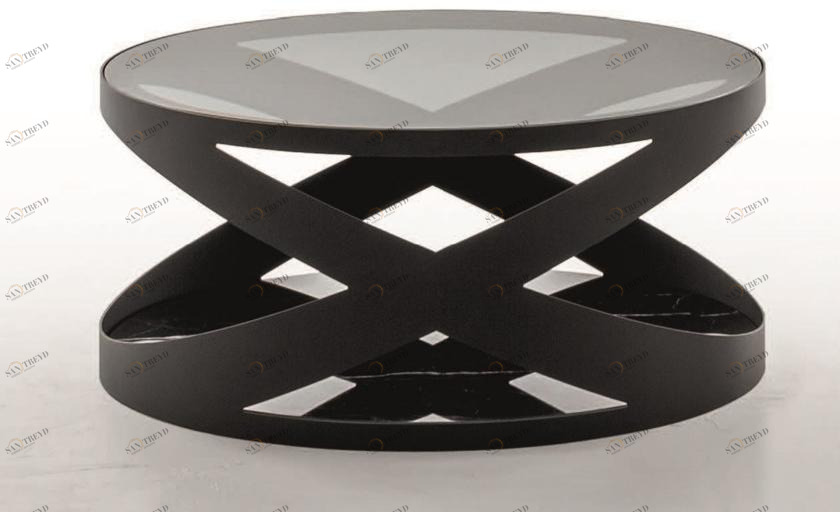 Tonin Casa Журнальный столик из стекла и металла с мраморным основанием  T6233 