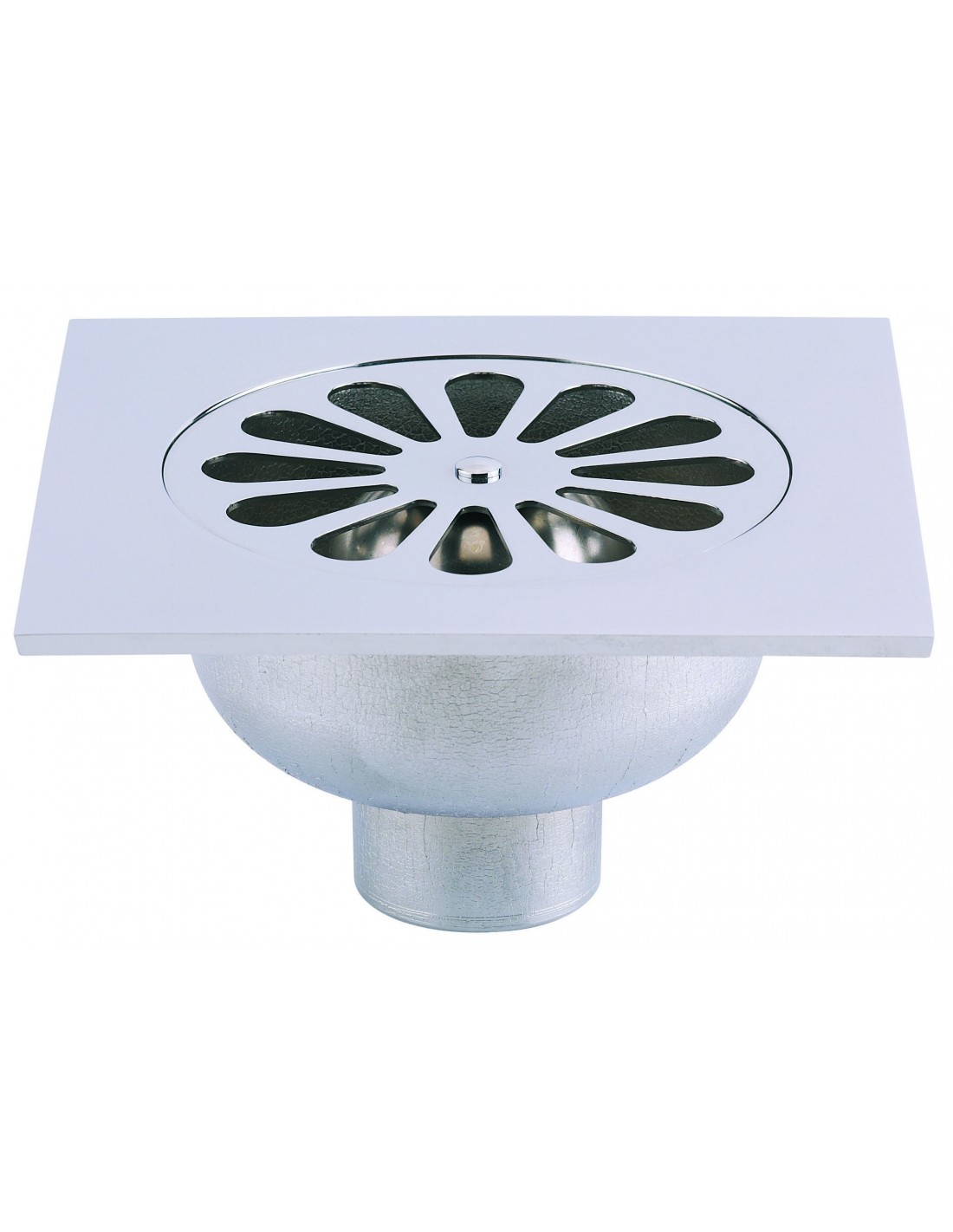 461500 000 00  Трап для душевой кабины, решетка Д. 107 мм, с раструбом, выход вертикальный, латунь Valentin Хром 