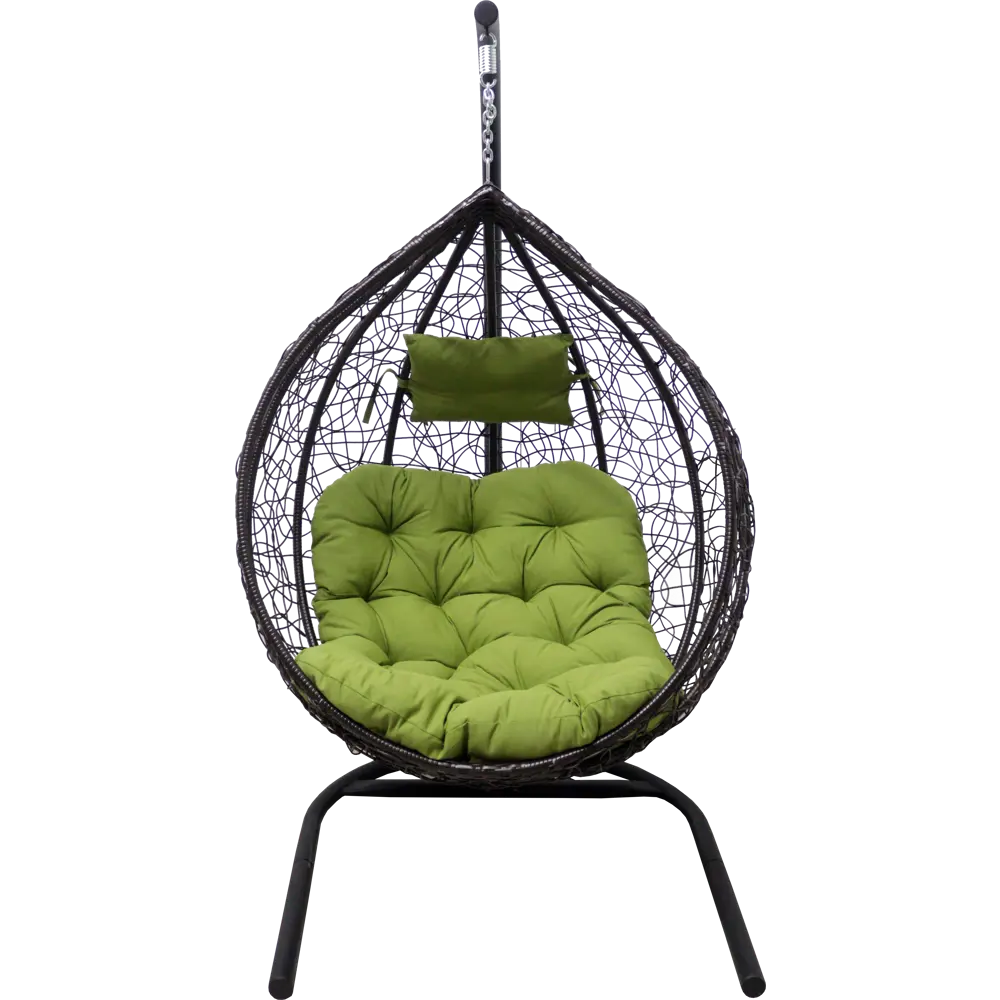 Кресло подвесное с опорой Veil 102x200x126 см, искусственный ротанг, тёмно-коричневый/оливковый Santreyd VE002 STLM-2181779 - Вид №1