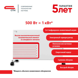 90661539 Конвектор электрический НЭБ-М-НСтЭ 0.5 с электронным термостатом 500 Вт STLM-0327516 СТН