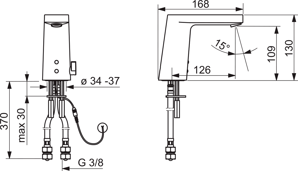Oras 6125FZ Смеситель для умывальника, 9/12 V, Bluetooth 6125FZ Electra Хром  - Вид №1