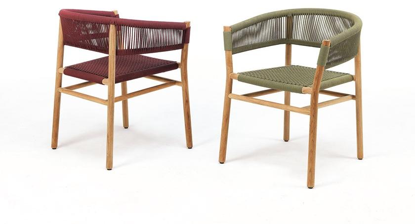 Ethimo Штабелируемый садовый стул из веревки и тика Kilt Kist00cs0 - Вид №6